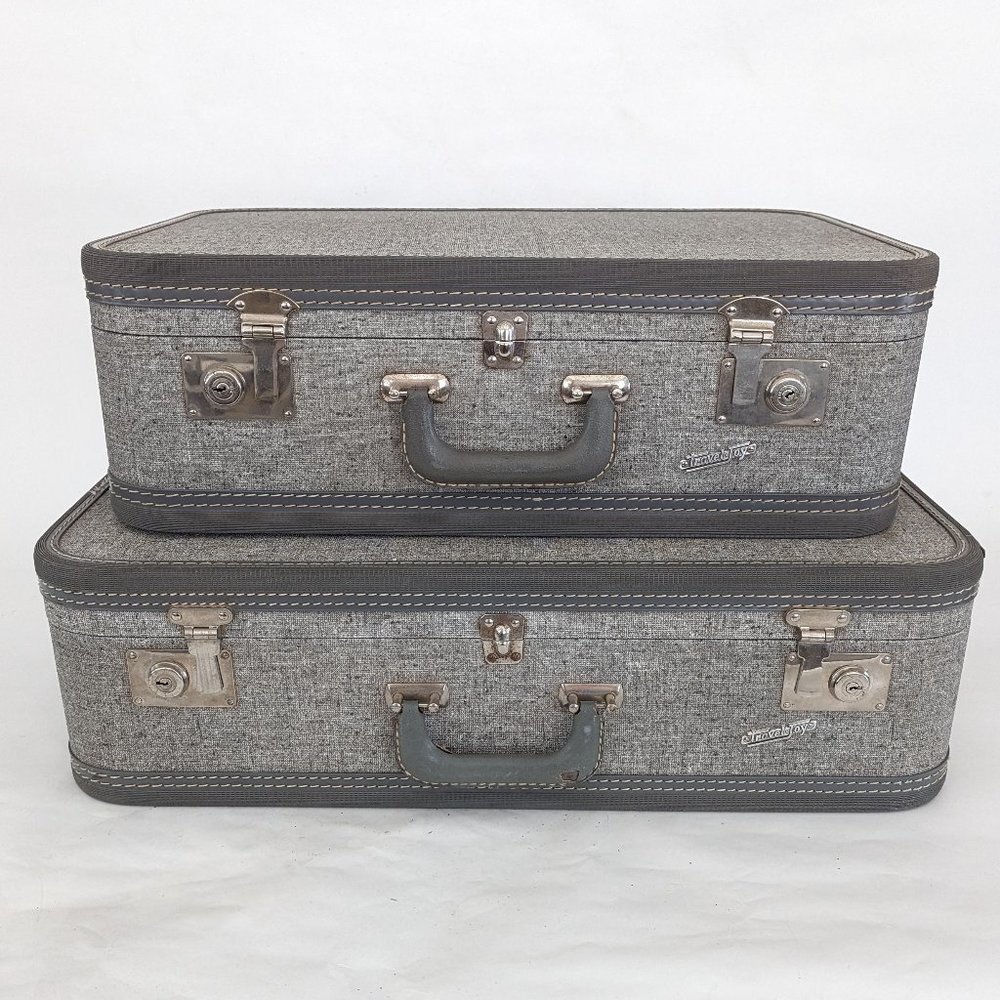 ๐ผโ๏ธ Vintage TravelJoy 2 x Locking Hardshell Suitcases โ๏ธ๐ผ - Picture 9 of 16